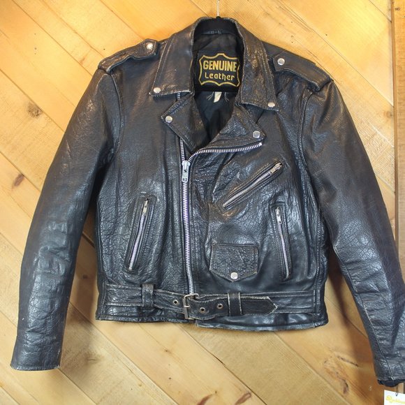 Vintage Jackets & Blazers - Vintage Biker Chick Thick Leather Moto Jacket Med